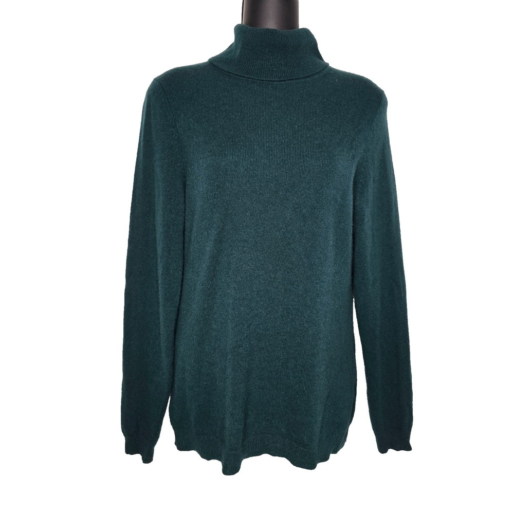Charter Club Dark Green 100% Cashmere Turtleneck Sweater Medium Luxury Academia